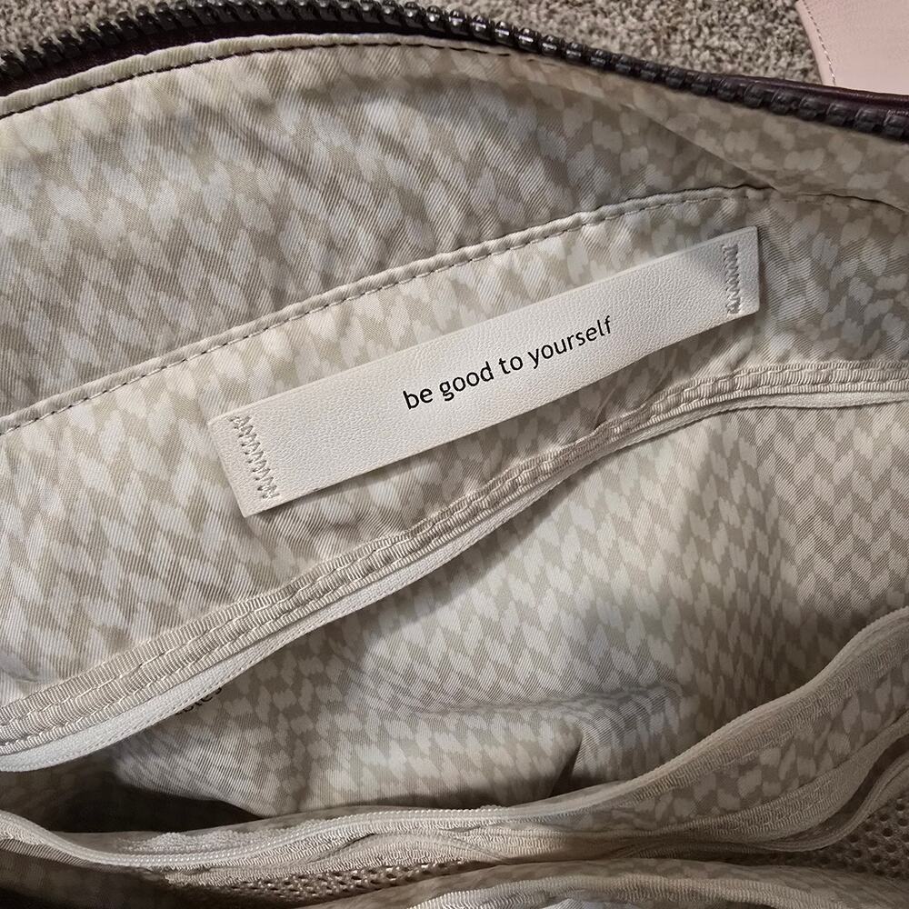 Lululemon Purple Striped Faux Leather Gym Bag Multiple Pockets - Picture 10 of 13